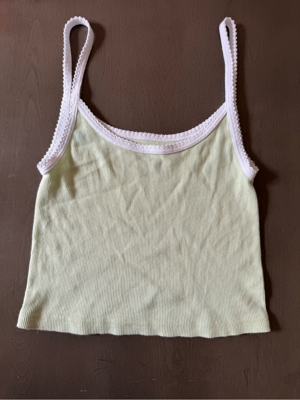 Brandy Melville Cropped Cami Ribbed Pastel Green Tank Top Womens Juniors